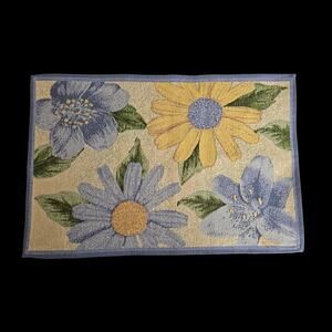 Croft and Barrow Floral Placemats Set of 2 Woven Tapestry Daisy Design